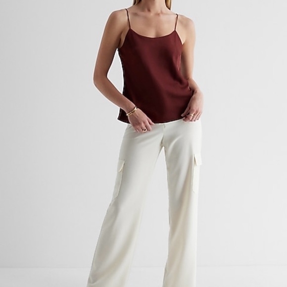 Satin scoop neck downtown cami size M color Rum Raisin! - Picture 3 of 9